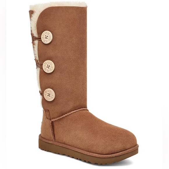 Bailey Suede Button Chestnut Triplet Tall Boots - Picture 1 of 6
